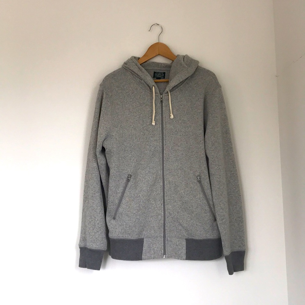Jcrew Men’s medium knit wear grey hoodie zipper